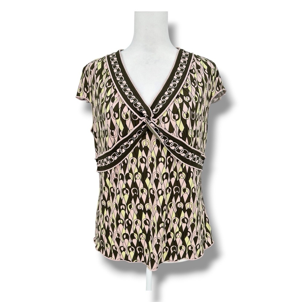 Studio M Y2K Retro Mod Twist Front Empire Waist Top M Keyhole Fairy Grunge Indie
